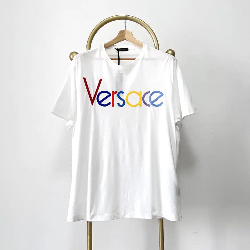 Versace Versace Summer Embroidered White Cotton T-Shirt 0089 Size US XL / EU 56 / 4 - 1 Thumbnail