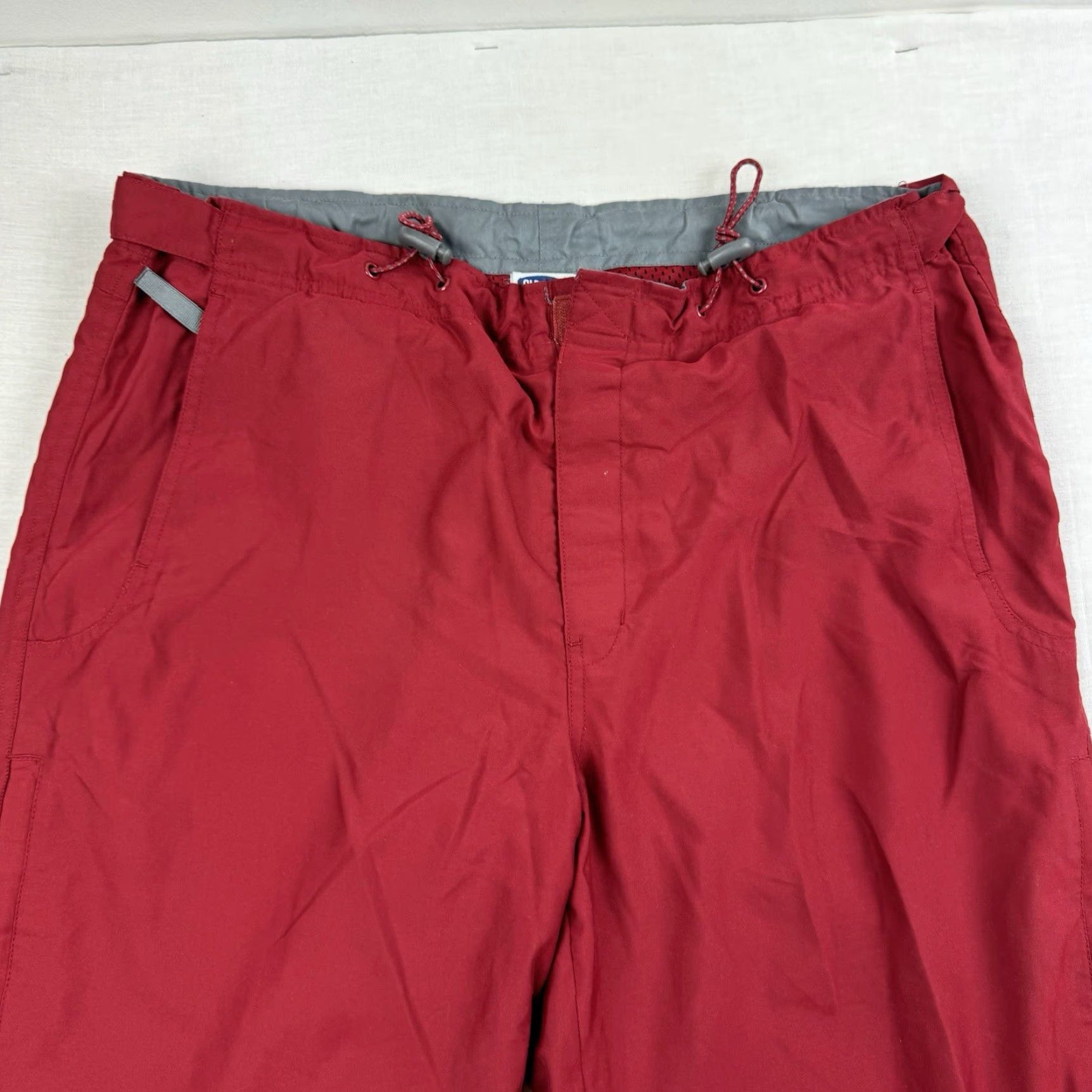VINTAGE Old Navy Track Pants Men M Red 30in Inseam Elastic Pockets 90s Grunge Y2K Hipster Punk