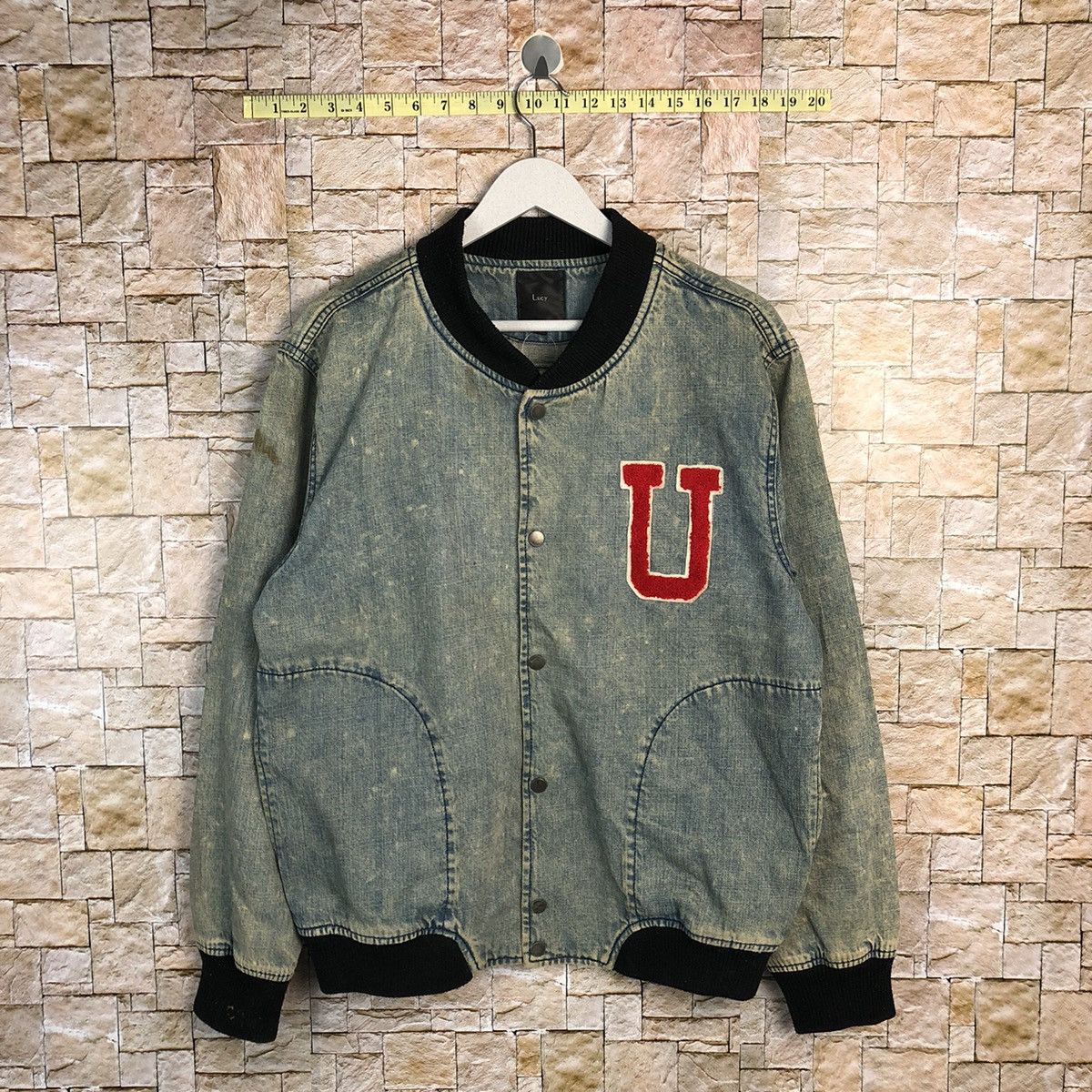 Japanese Brand Lucy Blue denim Bombers Jacket varsity #A272 Size US M / EU 48-50 / 2 - 1 Thumbnail