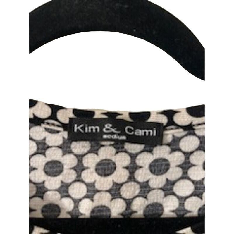 Designer Kim & Cami Black & White Floral Print Puff Sleeve SZ Medium Size M / US 6-8 / IT 42-44 - 3 Thumbnail