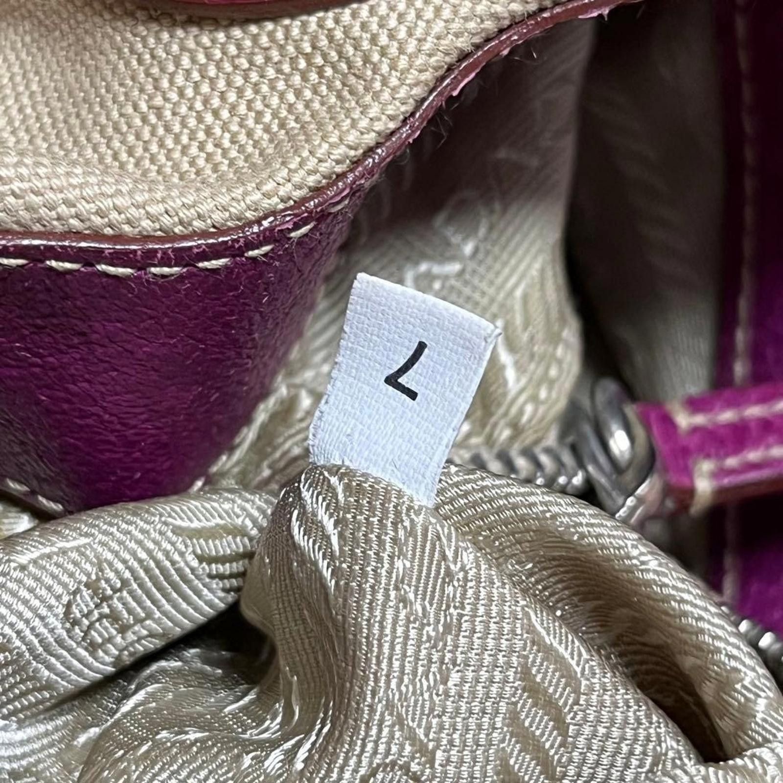Prada Prada - Beige Purple Leather Handbag Buckle Detail Size ONE SIZE - 8 Thumbnail
