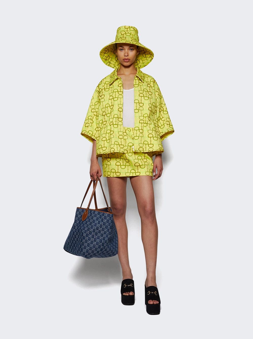 Gucci o1la5ras0526 Printed Cotton Mini Skirt in Yellow Size 30" / US 8 / IT 44 - 5 Thumbnail