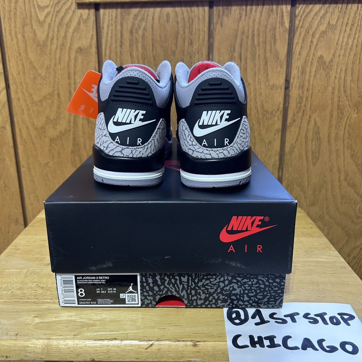 Designer × Jordan Brand × Nike Nike Air Jordan 3 Retro Black Cement Men's Size 8 NEW Size US 8 / EU 41 - 3 Thumbnail