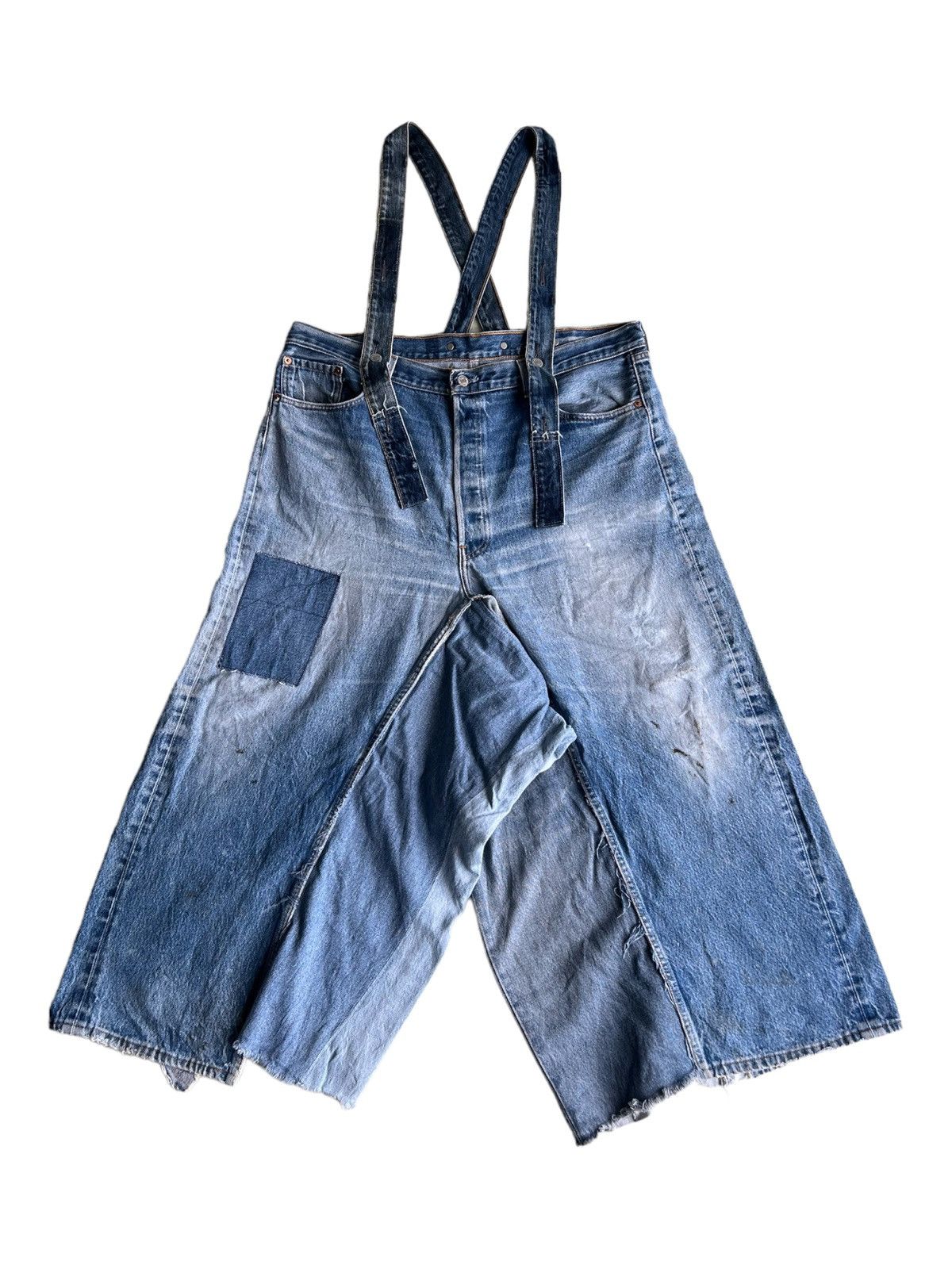 Levi's Vintage Clothing RARE Levi's 501 Reconstructed Baggy Jeans Suspender Overall Size US 38 / EU 54 - 3 Thumbnail