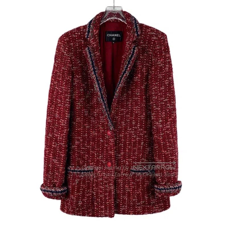 Chanel Chanel Red wool lapel single-breasted long-sleeved woven t Size XS / US 0-2 / IT 36-38 - 1 Thumbnail