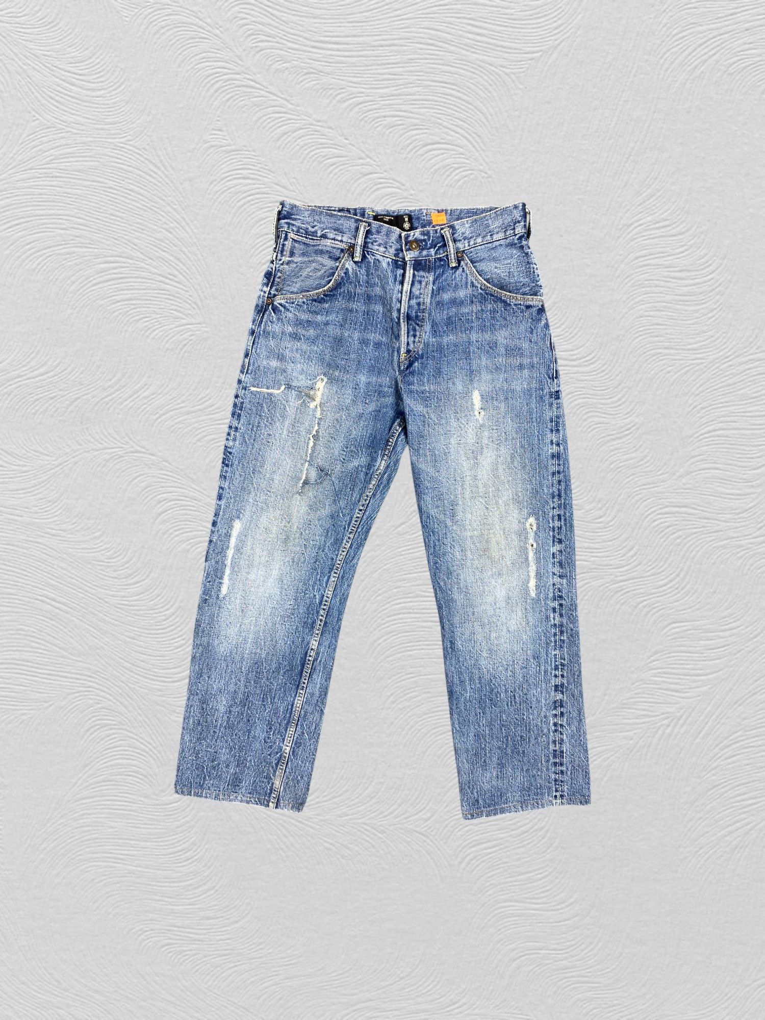 Japanese Brand Redline Distressed Blue Bum Equipment 30x27.5 Denim JN1325 Size US 30 / EU 46 - 1 Thumbnail