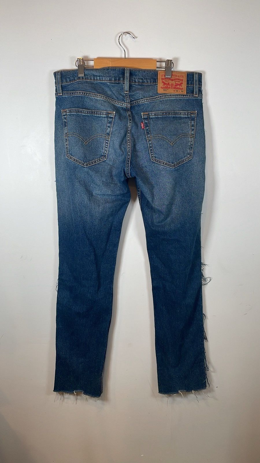 Levi's Levi’s 511 Slim Fit Distressed Raw Hem Jeans Size US 33 - 2 Thumbnail