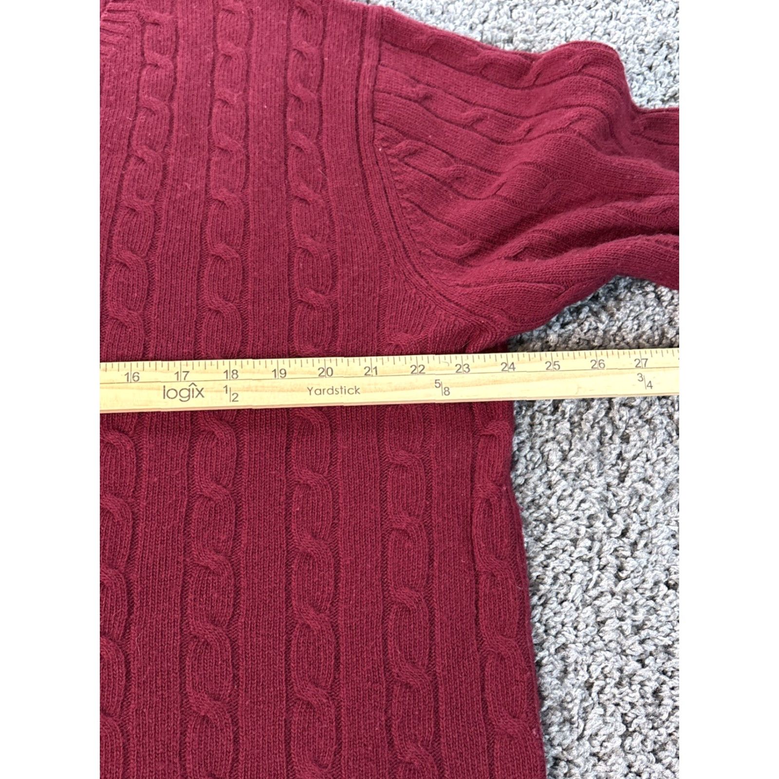 Cremieux Cremieux Sweater Men L Red V-Neck Cable-Knit Pullover Wool Long Sleeve Classic Outdoor Winter Fall Size US L / EU 52-54 / 3 - 3 Thumbnail