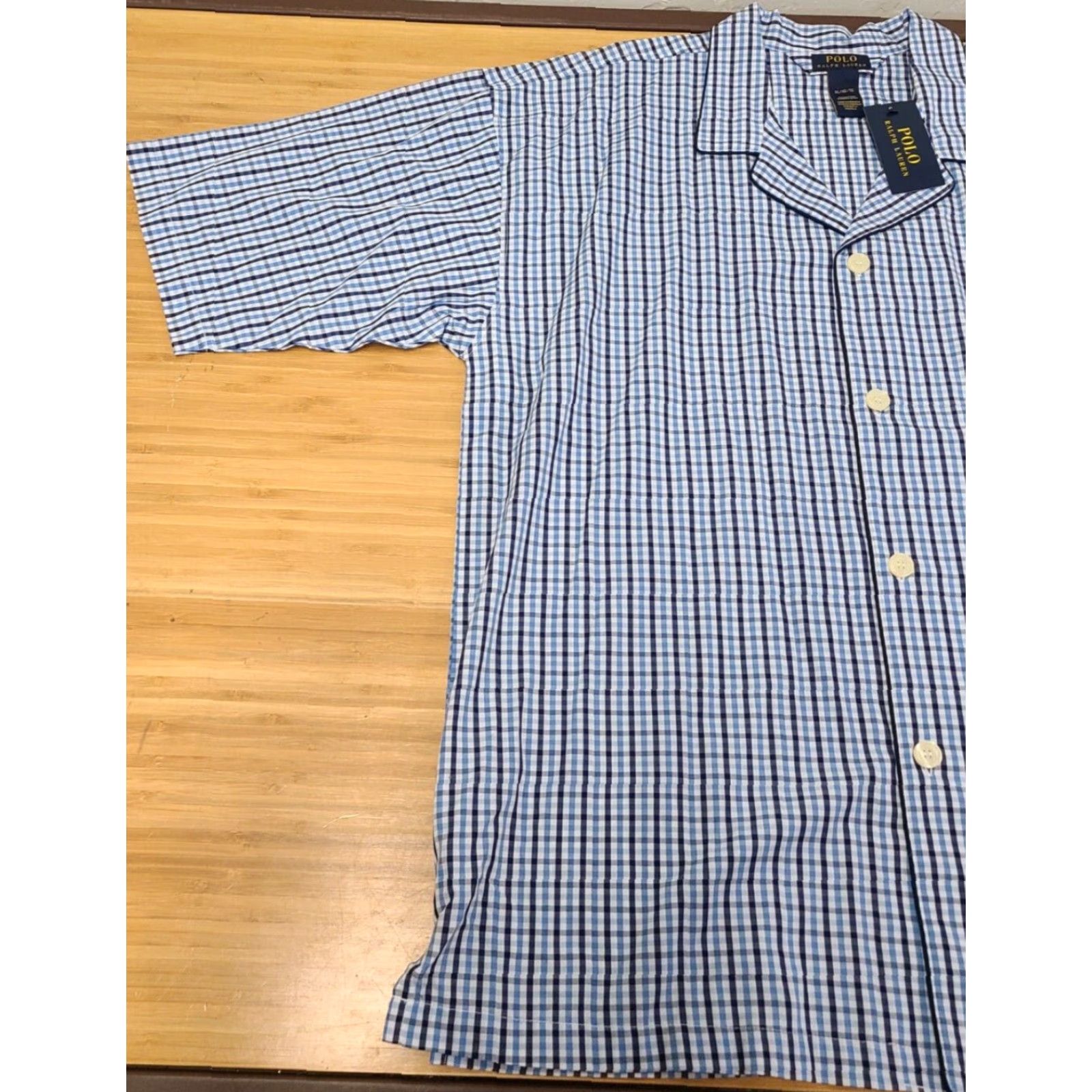 Ralph Lauren Ralph Lauren Polo Shirt Pajama Top Mens XL Blue Plaid Sleepwear Button Short Sleeve Embroidered Pony Size US XL / EU 56 / 4 - 4 Thumbnail