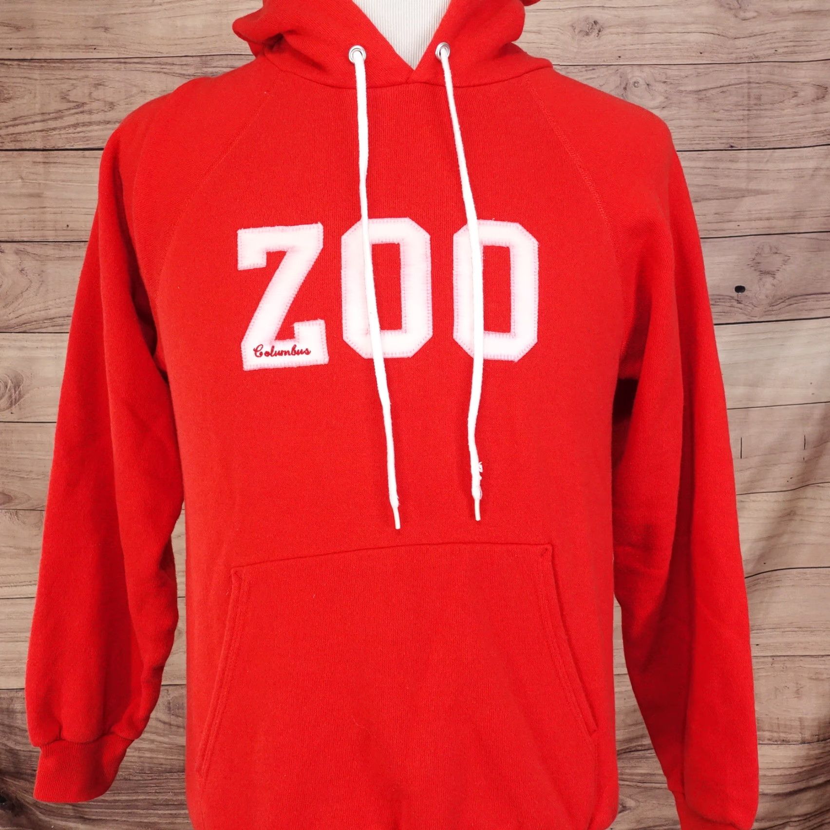 Hanes VINTAGE HANES COLUMBUS ZOO HOODIE M RED 80s 90s USA MADE MEN'S Size US M / EU 48-50 / 2 - 2 Thumbnail