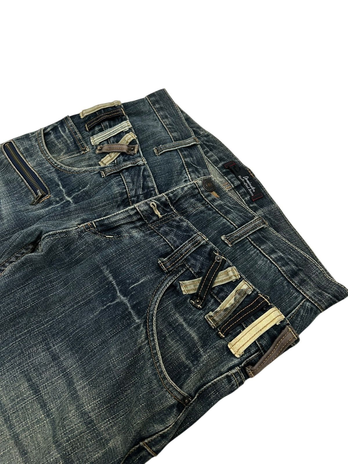 Le Grande Bleu (L.G.B.) Vintage Dominate Double Waist Mud Washed Whisker Clawn Mark Size US 33 - 9 Thumbnail