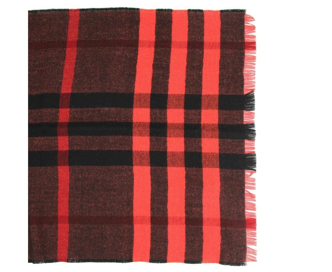 Burberry Women's Military Red Reversible Color Check Wool Scarf Size ONE SIZE - 1 Thumbnail