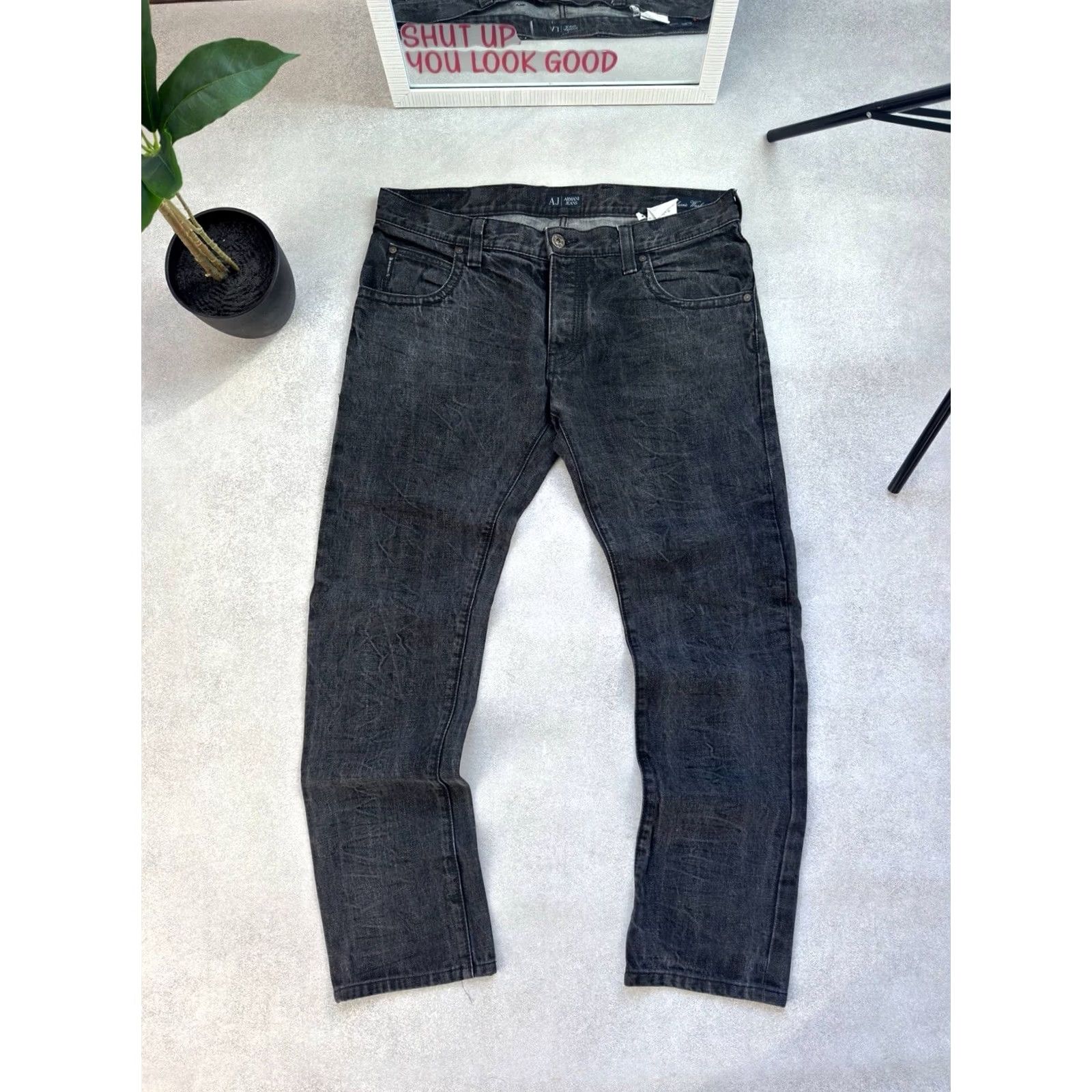 Vintage Armani Jeans Jeans Gray Regular Mens Size 36 Inseam 34 Distressed Logo Y2K Vintage 90s Metal Leg Wide-Leg Pants Size US 36 / EU 52 - 3 Thumbnail