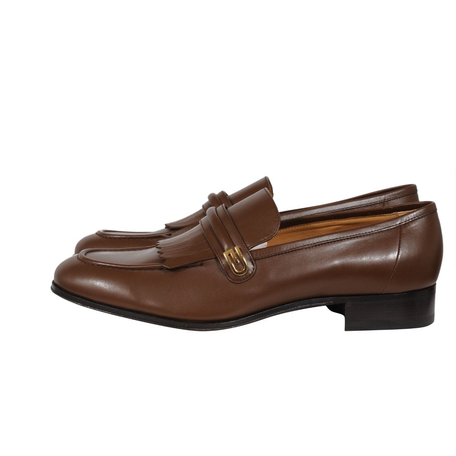 Gucci Mirrored G Fringe Loafers Brown Leather - 02448 Size US 12.5 / EU 45-46 - 5 Thumbnail