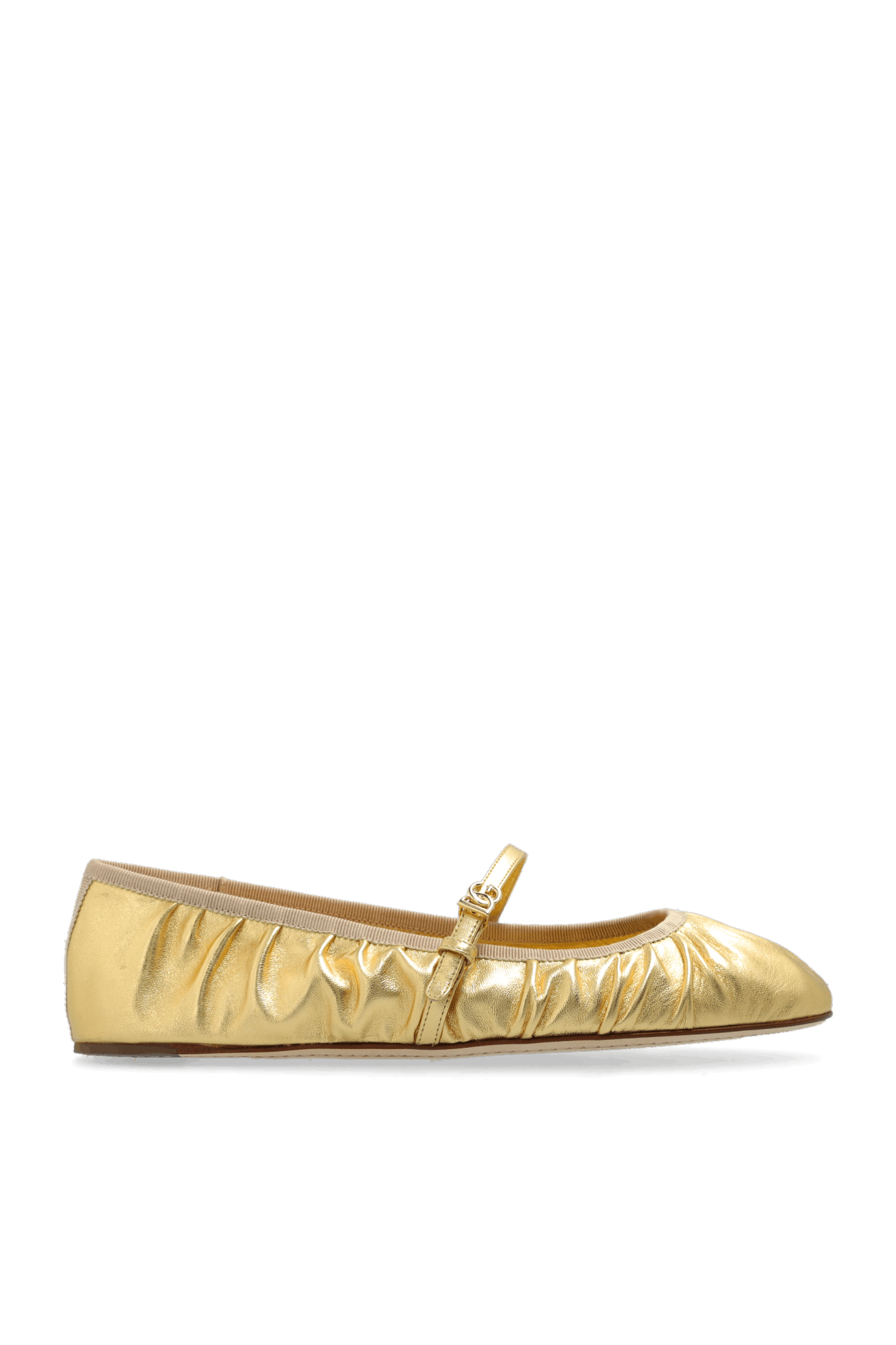 Dolce & Gabbana o1s22i1n0225 Vally Ballerina Flats in Gold Size US 7 / IT 37 - 1 Thumbnail