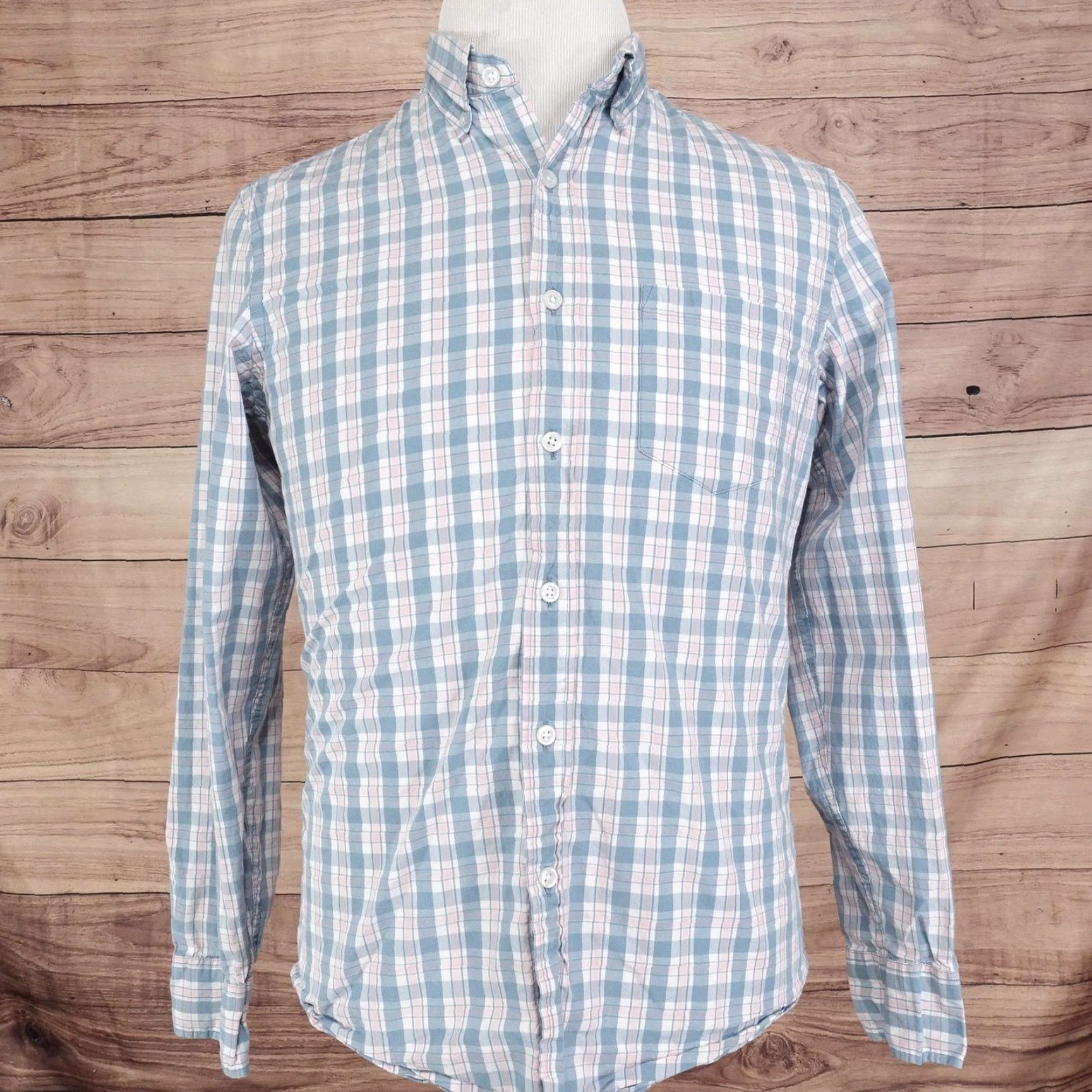 J.Crew J.Crew Shirt Slim Fit Button-Down Flex Washed Plaid Blue Pink Mens M Long Sleeve Casual Button-Up Shirt Size US M / EU 48-50 / 2 - 3 Thumbnail