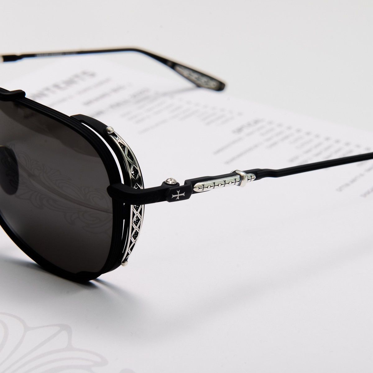 Chrome Hearts CHROME HEARTS BOXEDEN MATTE BLACK/ SHINY SILVER SUNGLASSES Size ONE SIZE - 3 Thumbnail