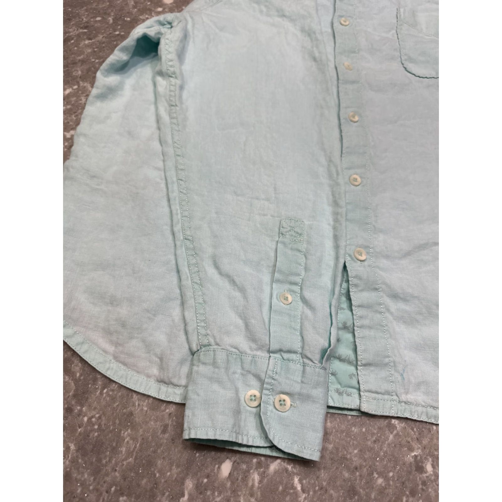 Tommy Bahama Tommy Bahama Relax Shirt XL Linen Button-Up Long Sleeve Casual Pockets Solid Aqua Mens Size US XL / EU 56 / 4 - 7 Thumbnail