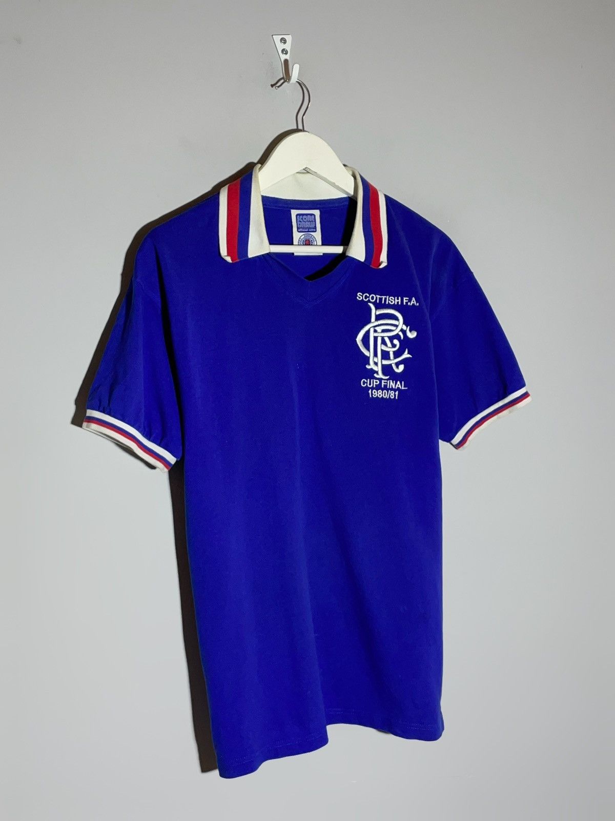 Vintage Rangers Score Draw 1980 Cup Final Football Shirt Size US S / EU 44-46 / 1 - 2 Thumbnail