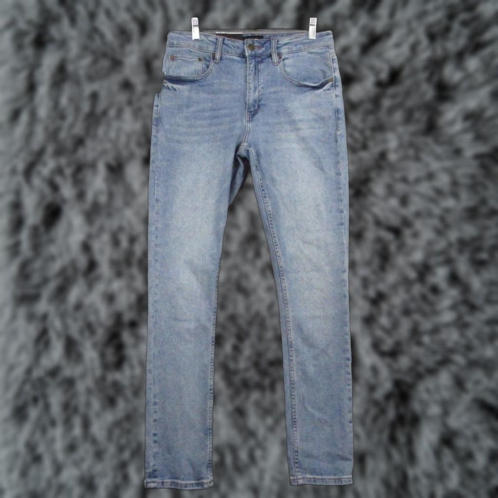 Rsq RSQ JEANS Slim Taper Flex Denim Jeans 30x32 Blue Mens Regular 30 Slim 5-Pocket Logo Zipper Distressed Denim Blue Brand New Tags Size US 30 / EU 46 - 1 Thumbnail