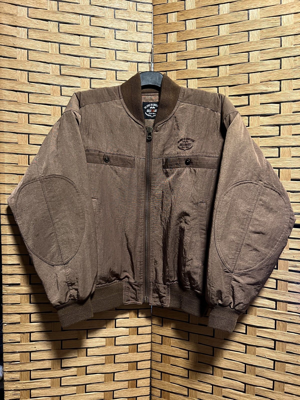 Image of Sports Specialties x X Vintage Ralliart Club Man Bomber Jacket in Brown, Men's (Size Large)