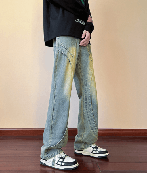 Jean American high street cool straight loose flared casual jeans Size US 32 / EU 48 - 4 Thumbnail