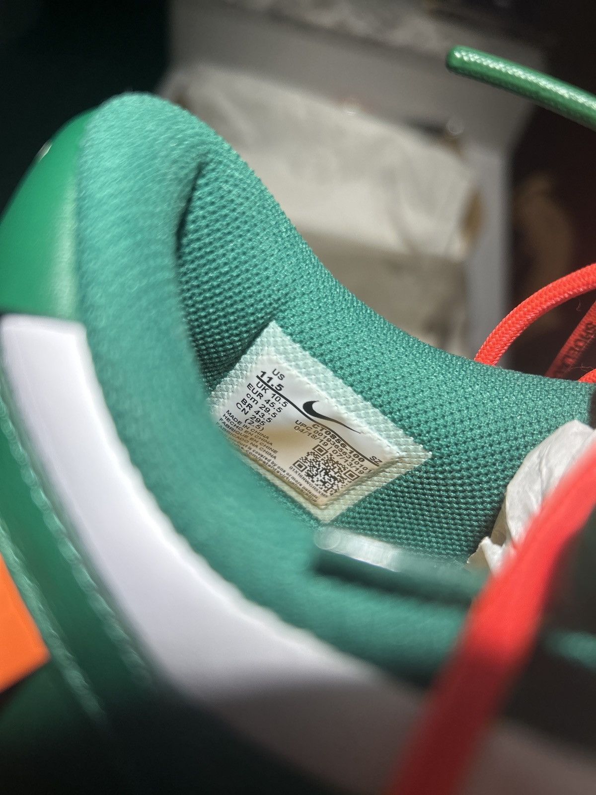 Nike × Off-White × Virgil Abloh Nike dunk low Off-White white/pine green Size US 11.5 / EU 44-45 - 6 Thumbnail