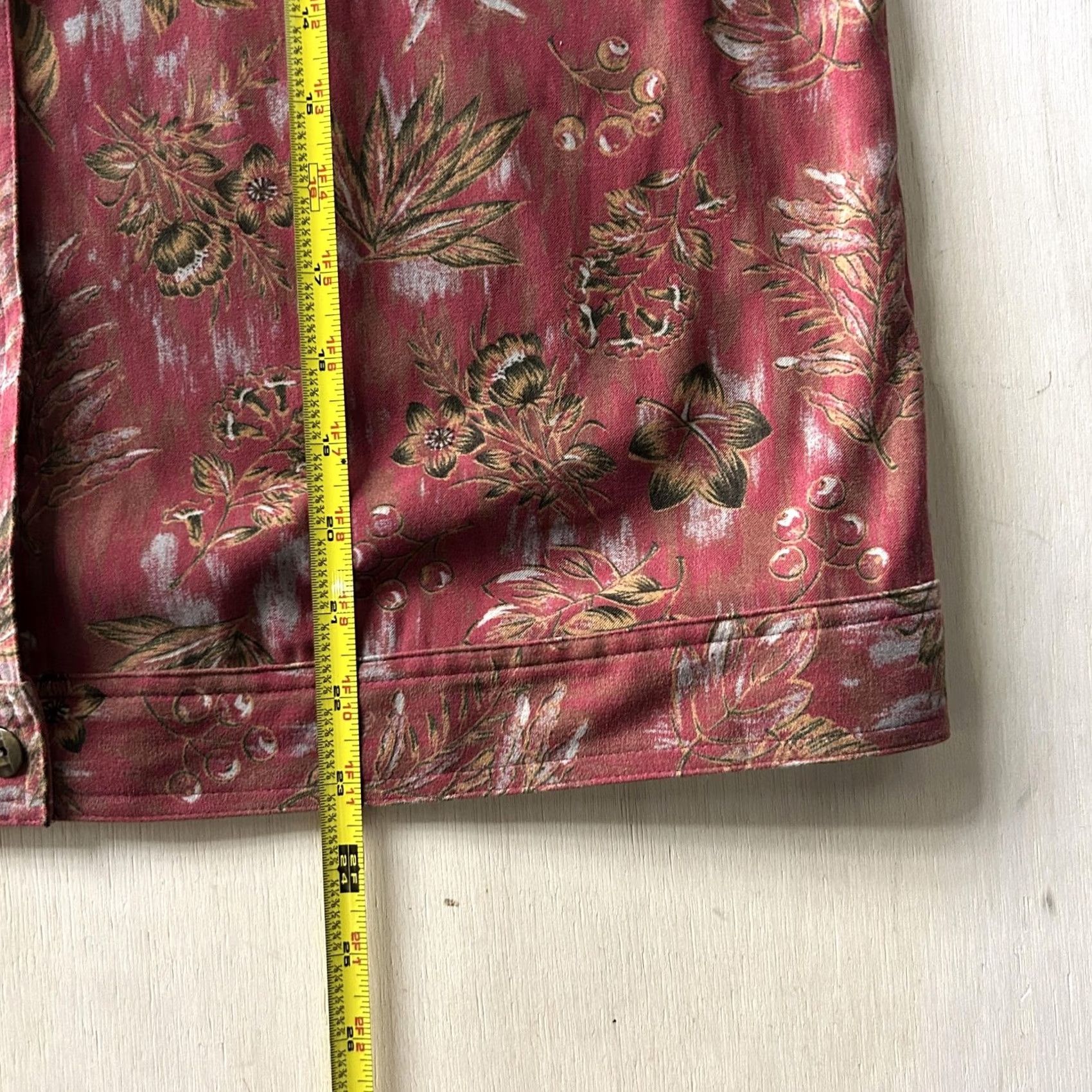 Vintage Christopher & Banks Jacket Womens Large Red Floral Denim Button Front Stretch Size L / US 10 / IT 46 - 4 Thumbnail