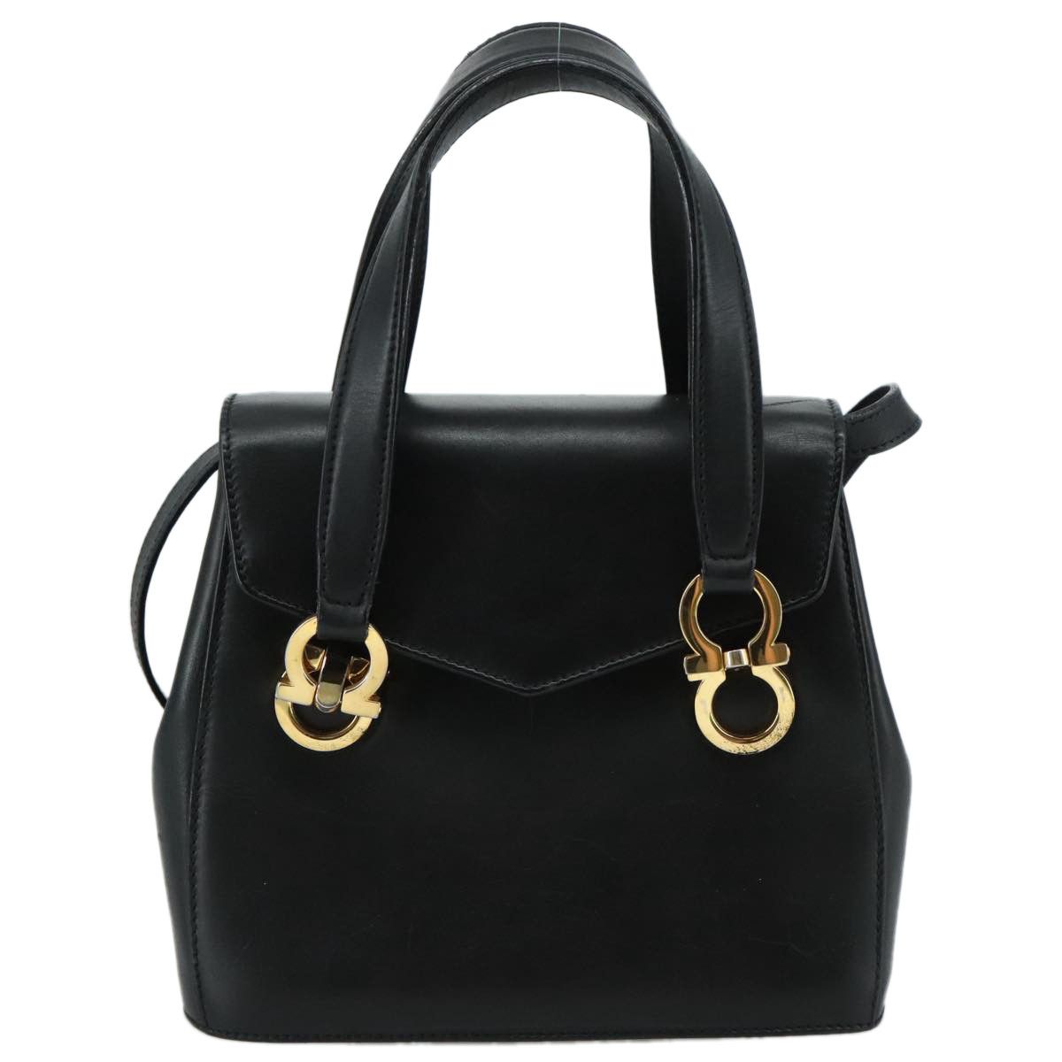 Salvatore Ferragamo Gancini Black Leather Handbag (Pre-Owned) Size ONE SIZE - 1 Thumbnail