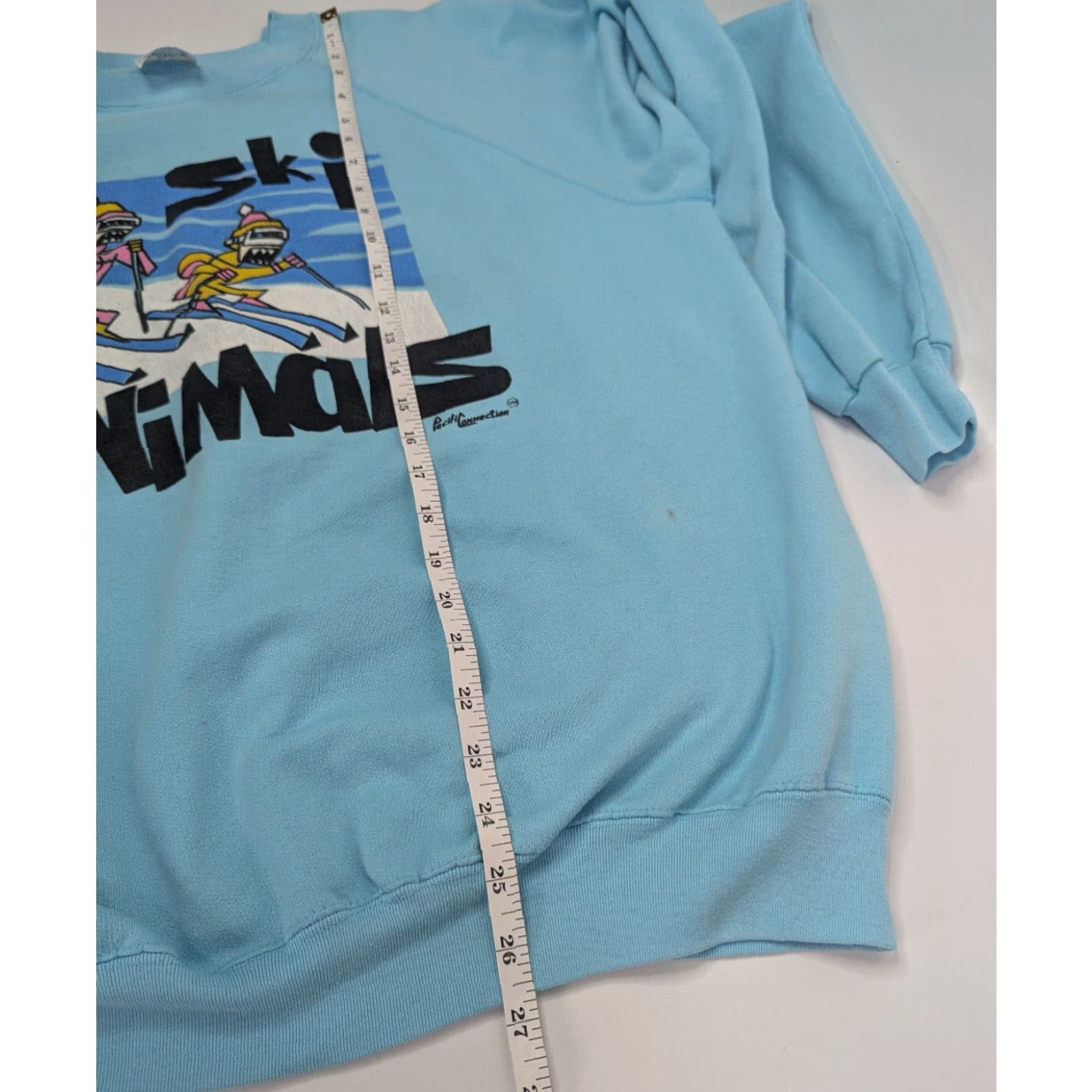 TEE JAYS VINTAGE Tee Jays Sweatshirt Shirt Unisex Adults XL Blue Pullover 80s Ski Animals Made in USA Size US XL / EU 56 / 4 - 7 Thumbnail