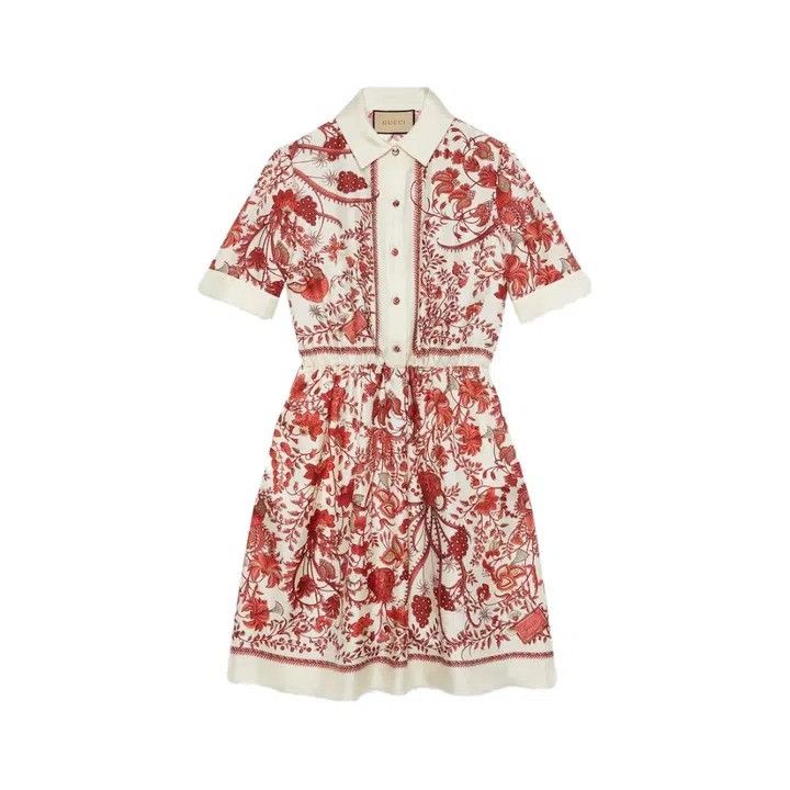 Gucci o1la5ras0526 Lunar New Year Floral Paisley Print Silk Dress Size S / US 4 / IT 40 - 1 Preview