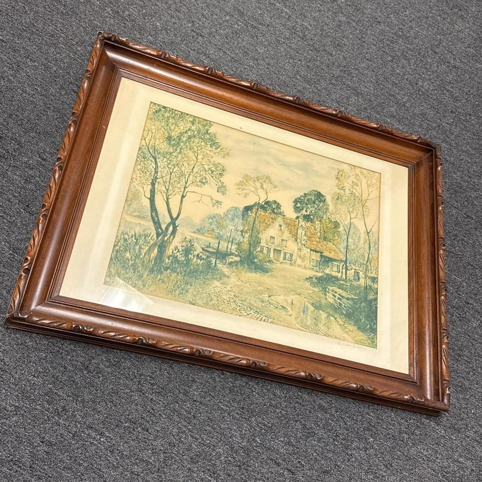 Other Vintage 1930's Chateau Pres Rouen Large Framed Artwork Size ONE SIZE - 2 Thumbnail