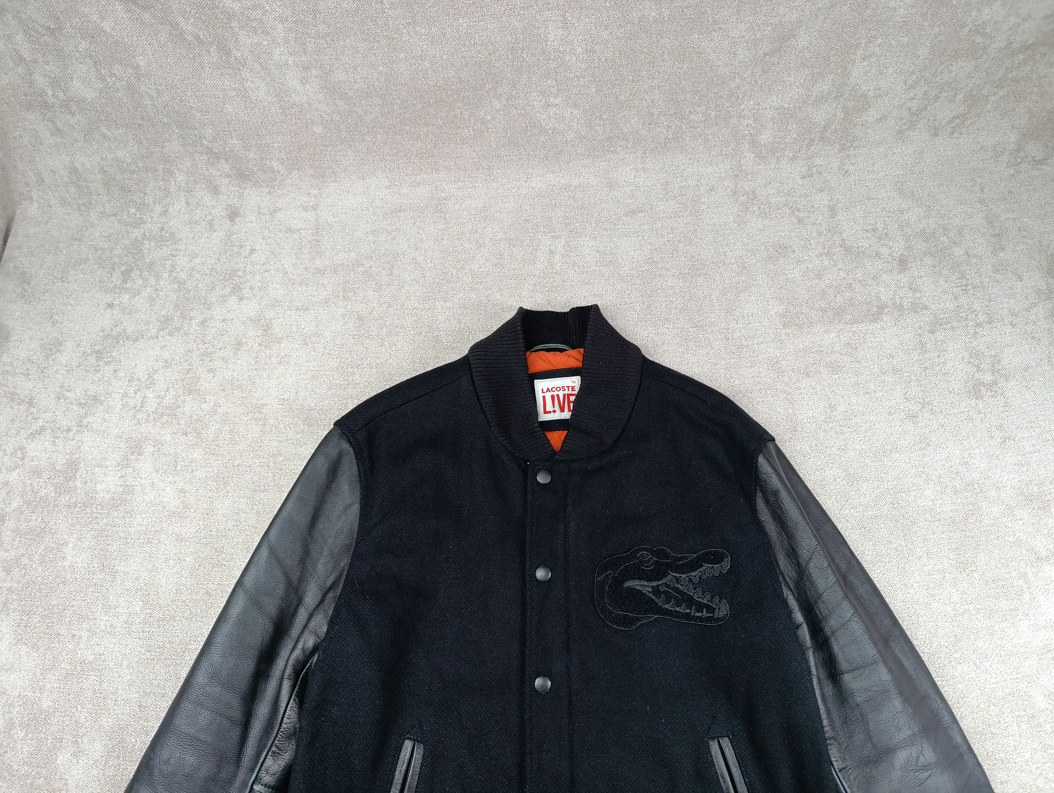 Lacoste Lacoste Live Black Leather Varsity Wool Jacket Mens Size US M / EU 48-50 / 2 - 2 Thumbnail