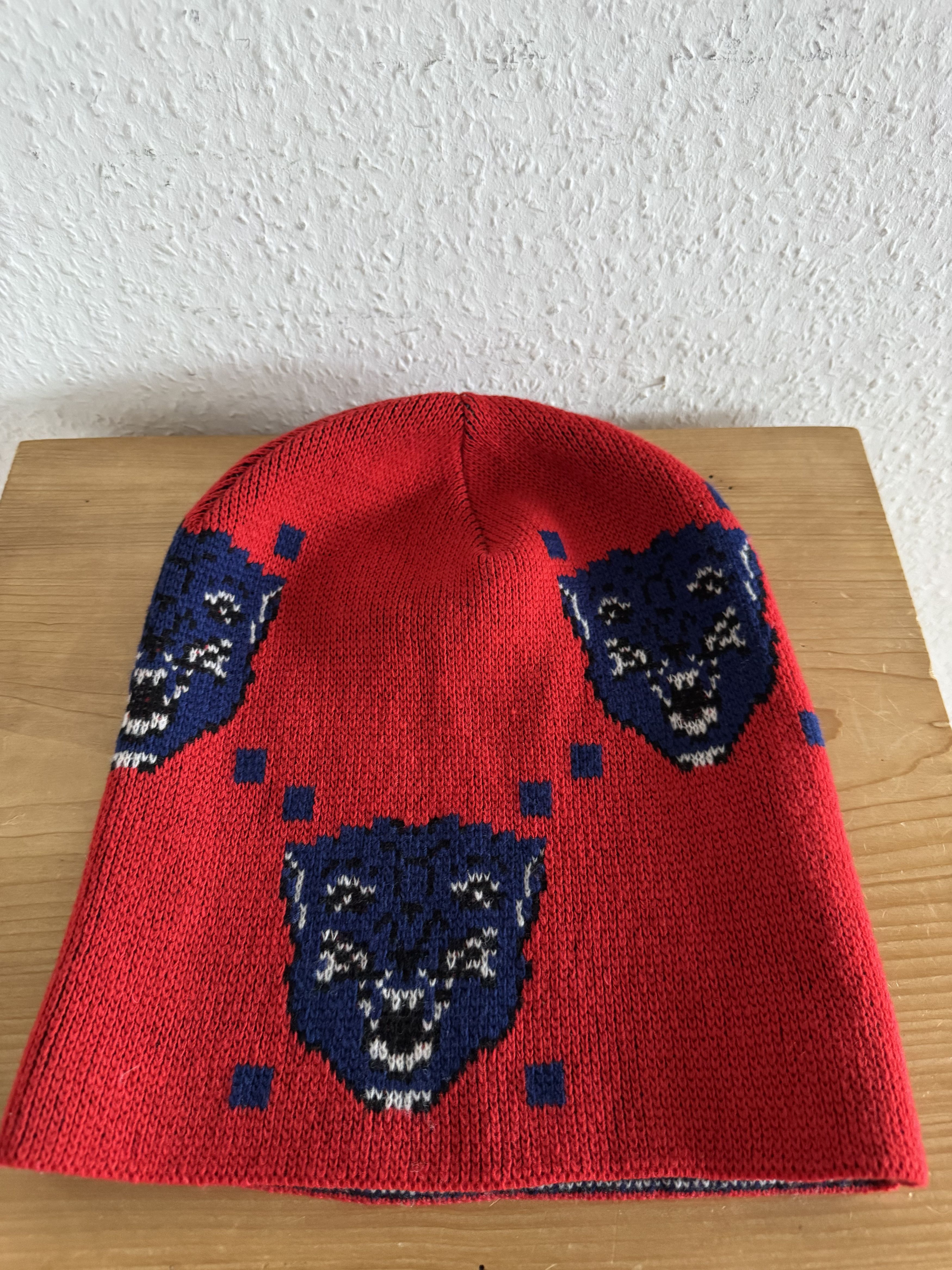 Gucci Red Angry Cat Jacquard Wool Beanie Size ONE SIZE - 1 Thumbnail