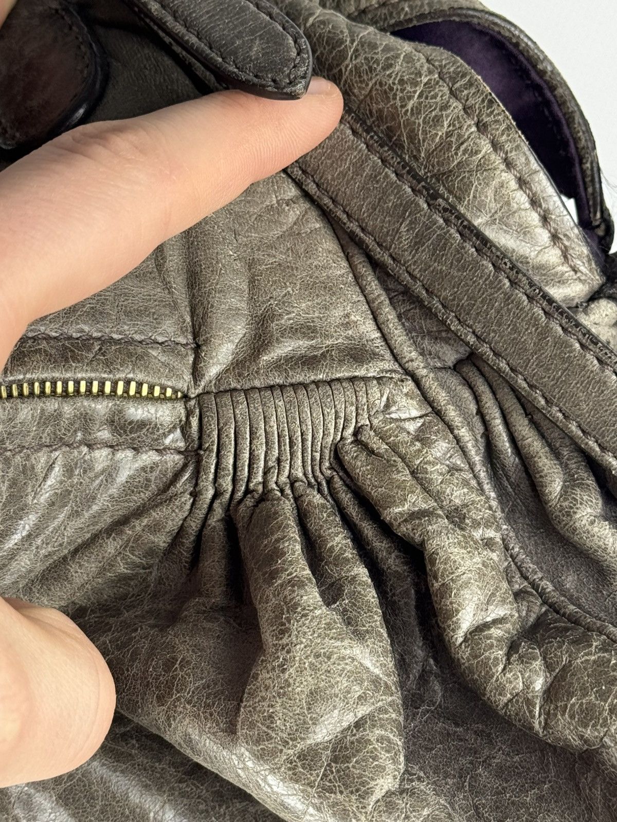 Miu Miu Miu Miu Vitello Two Way Nappa Leather Handbag Bag Grey Size ONE SIZE - 12 Thumbnail