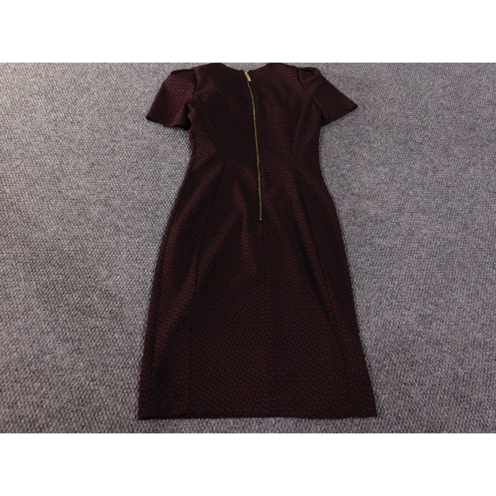 Calvin Klein Calvin Klein Dress Womens A-Line Knee Length Red Solid Zip Short Sleeve Round Neck Knit Polyester Stretch Classic Office Casual 2 Regular Summer Women Size XS / US 0-2 / IT 36-38 - 6 Thumbnail