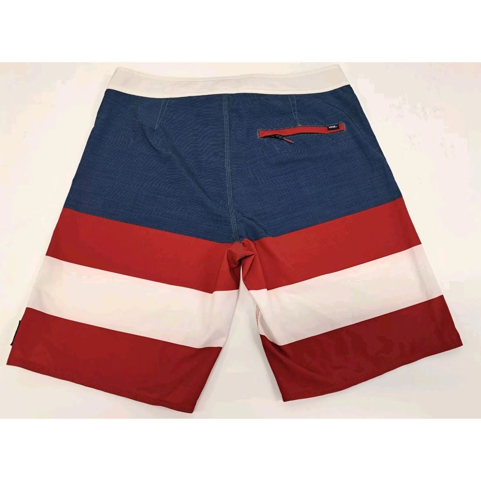 Vans VANS Men’s Board Shorts Striped Red White Blue Back Pocket Zip Size 32 Mens Size US 32 / EU 48 - 3 Thumbnail