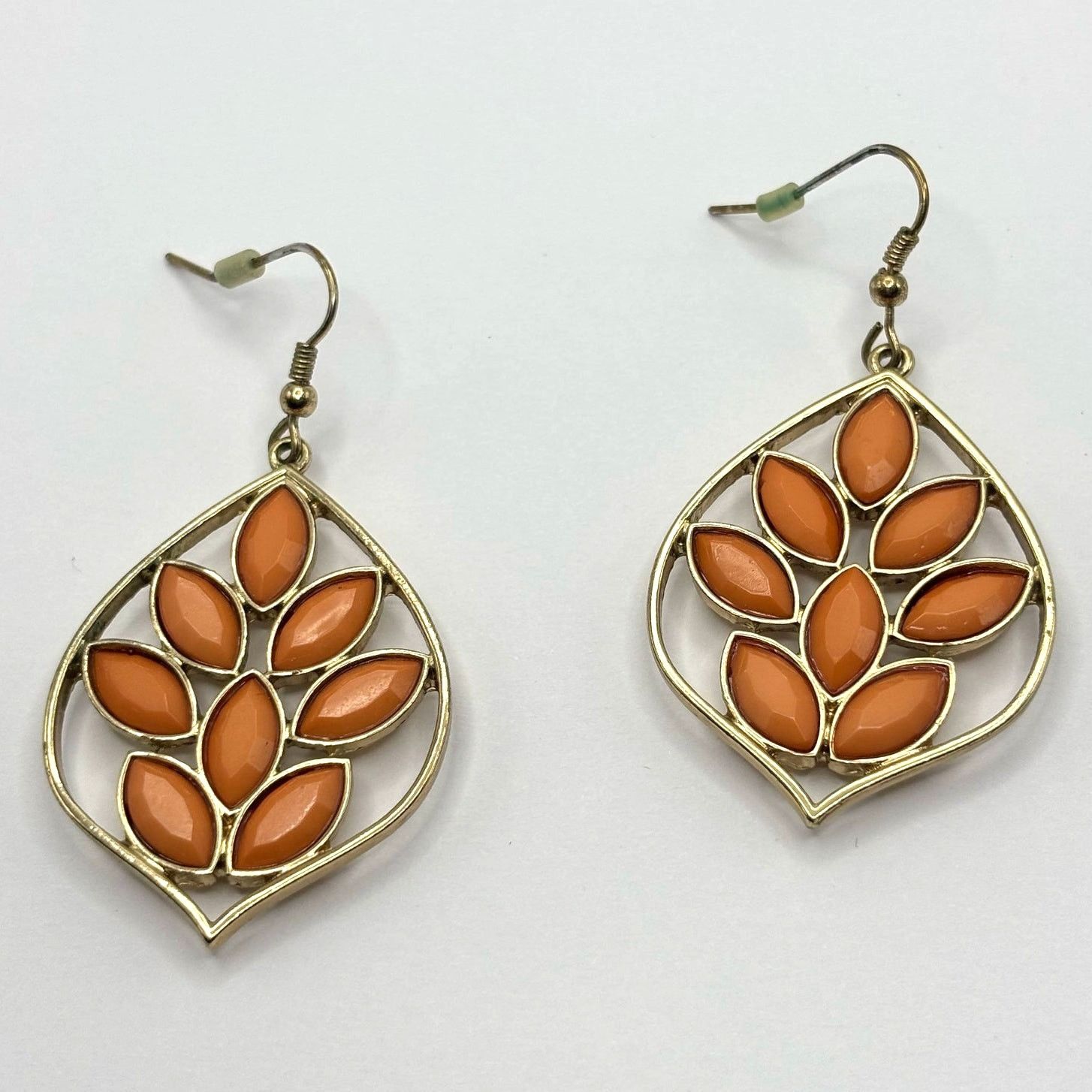 Other Gold & Orange Crystal Leaf Earrings Size ONE SIZE - 2 Thumbnail