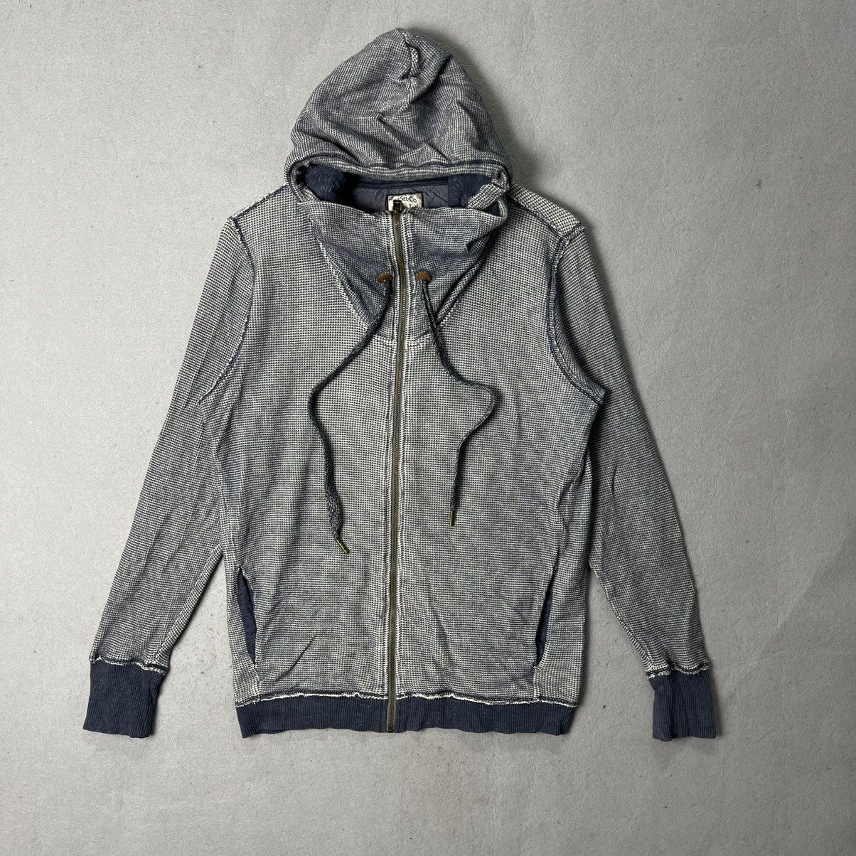 Diesel Diesel Co. Zip-Up Hoodie – Blue/Grey Waffle Knit Size US M / EU 48-50 / 2 - 1 Thumbnail