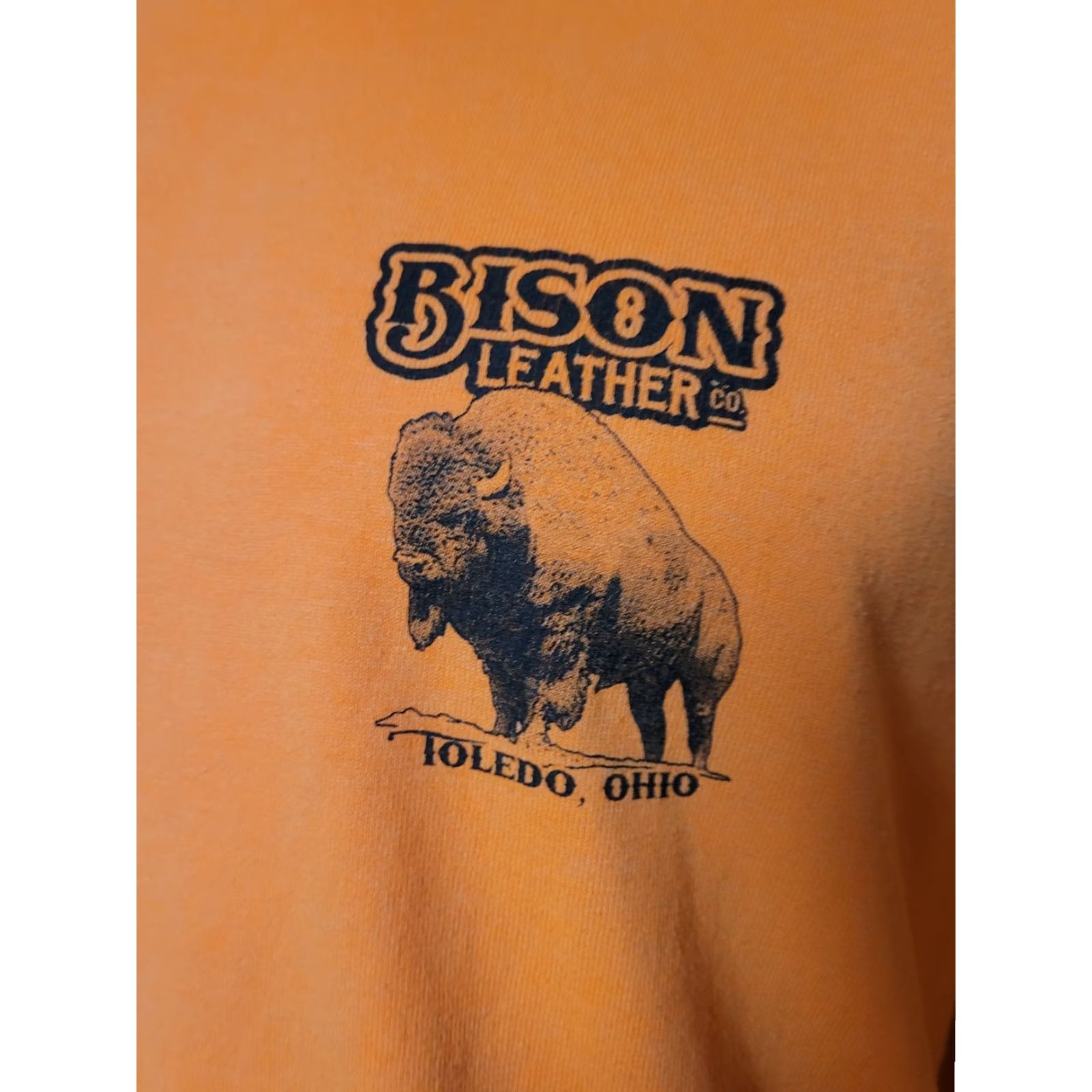 CO Bison Leather Co T Shirt 3XL Orange Short Sleeve Crew Neck Graphic Tee Men Size US XXL / EU 58 / 5 - 2 Thumbnail
