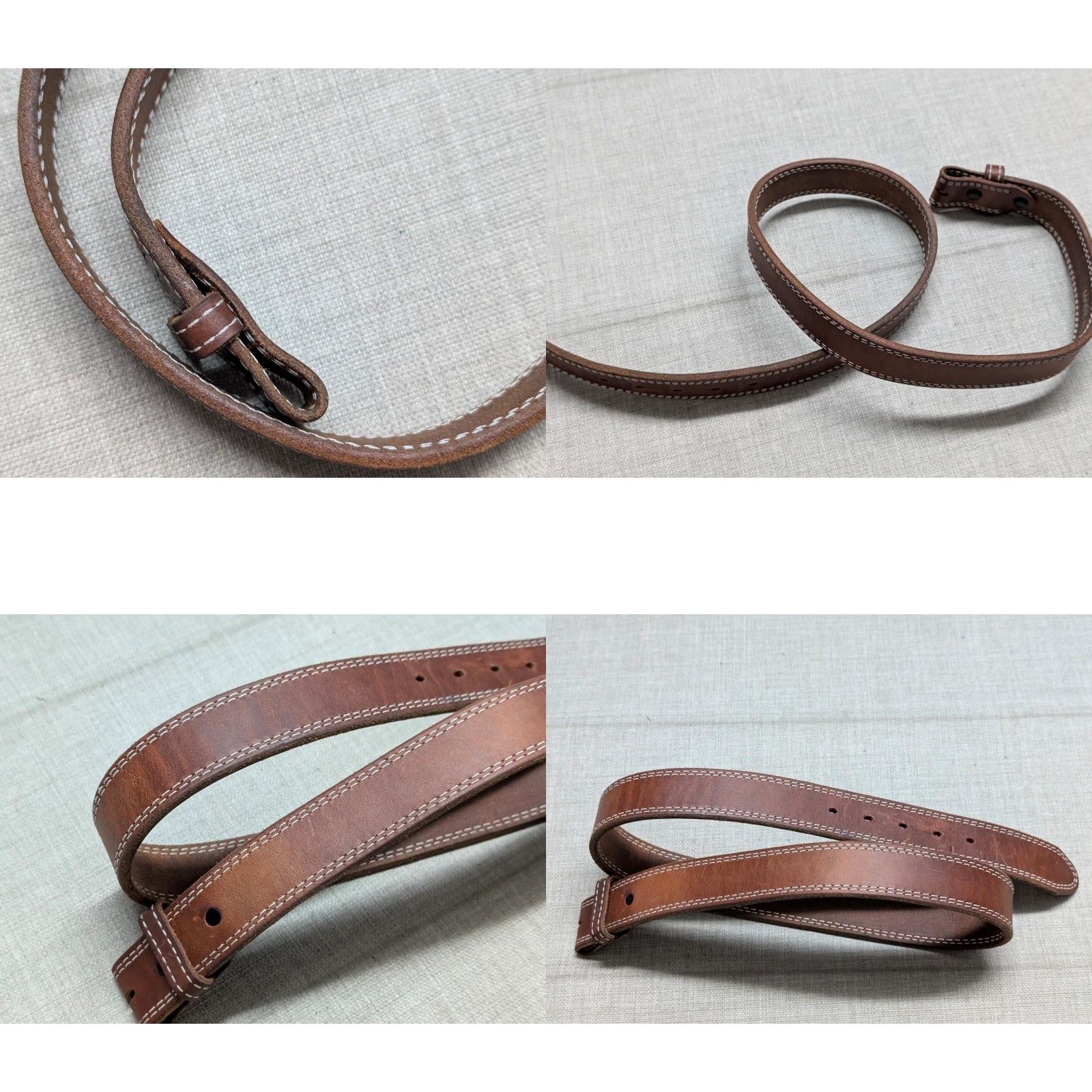 Vintage VINTAGE WESTERN Belt 1-1/2" Brown Cowhide Leather USA Made belt 36 Men Stitched Buckle Hank’s style Size 36 - 8 Thumbnail