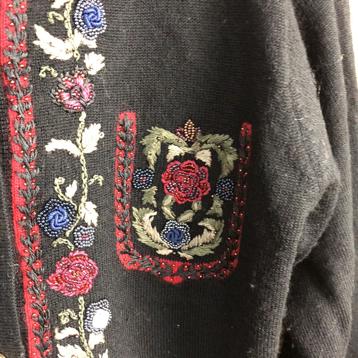 Homespun Knitwear × Japanese Brand Unchicpull Black art Patterned Cardigans #A2996 Size M / US 6-8 / IT 42-44 - 10 Thumbnail