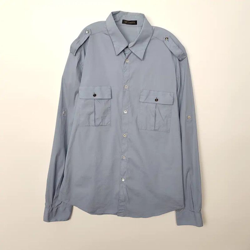 Versace Versace Men's Long Sleeve Blue Shirt 0089 Size US L / EU 52-54 / 3 - 1 Thumbnail