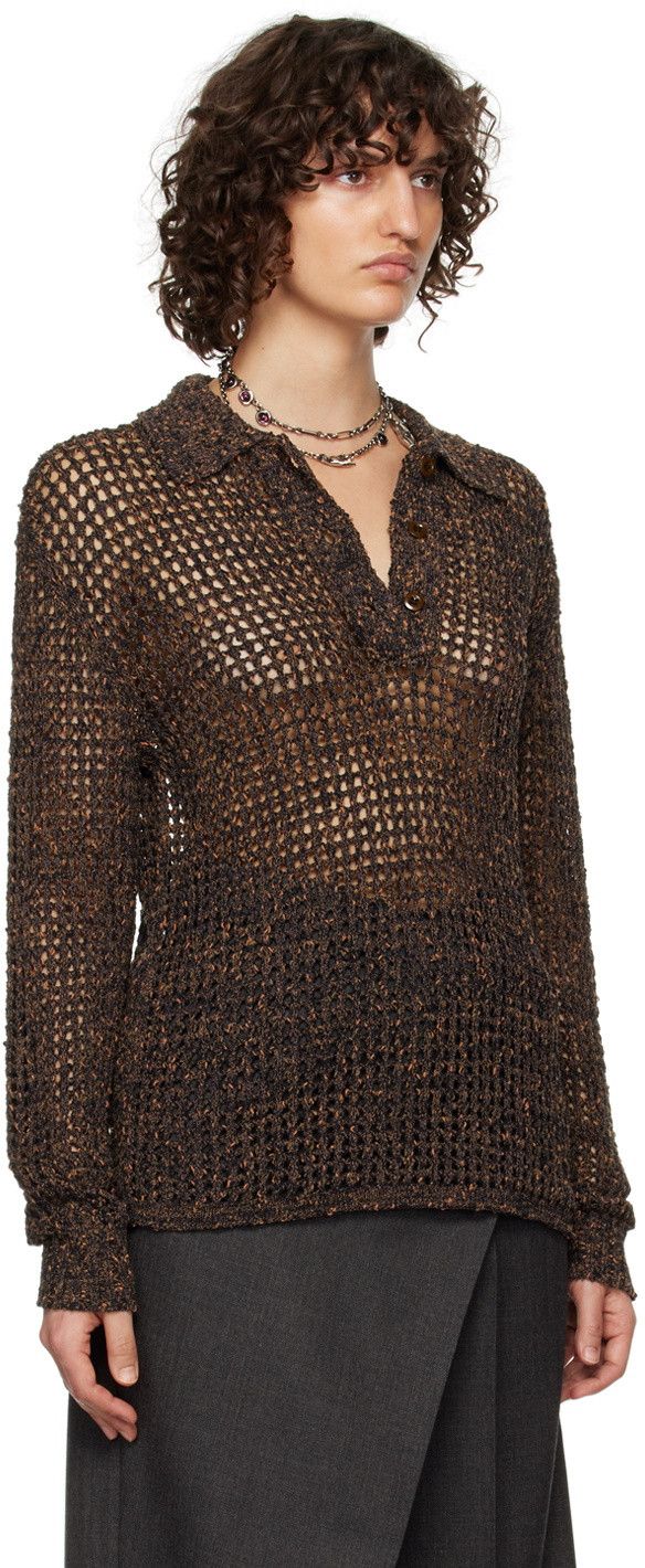 $690 Acne Studios Semi-Sheer Knit Polo