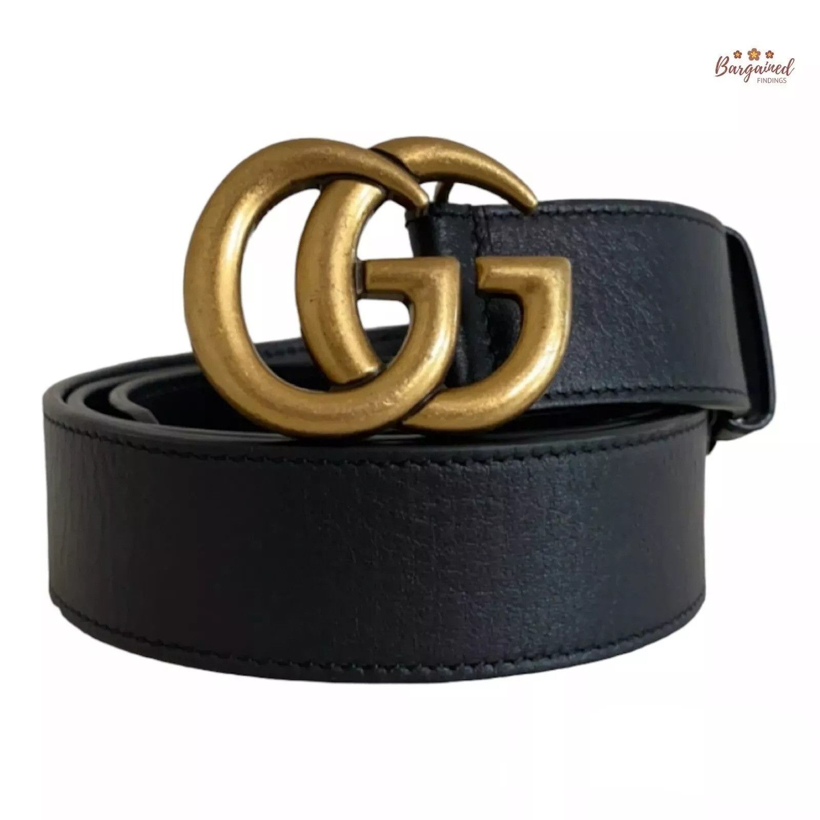 Gucci Gucci Smooth Calfskin Leather Gold Double G Buckle Belt Size 32 - 1 Thumbnail