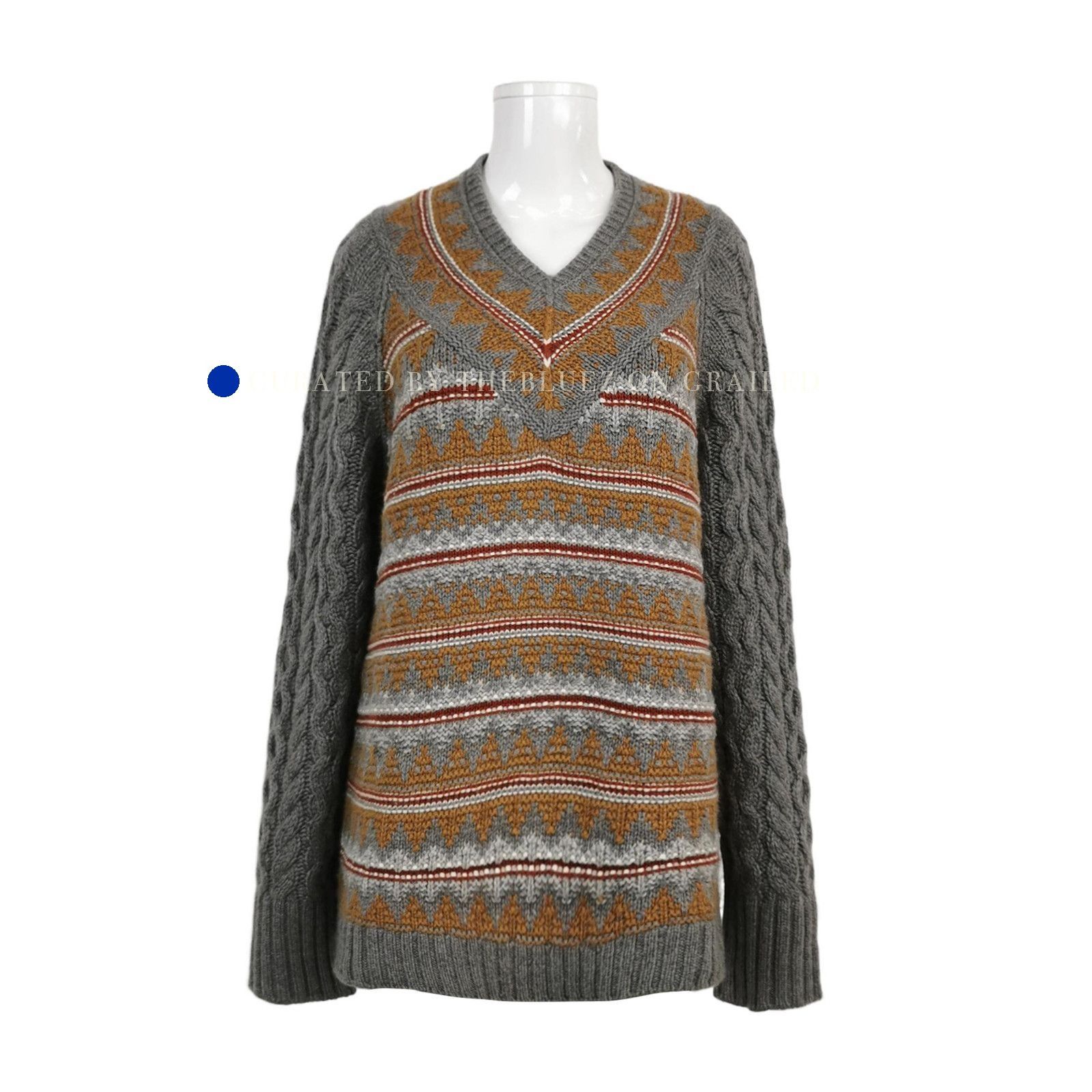 Loro Piana Patterned V-Neck Cashmere Sweater Size US L / EU 52-54 / 3 - 1 Thumbnail