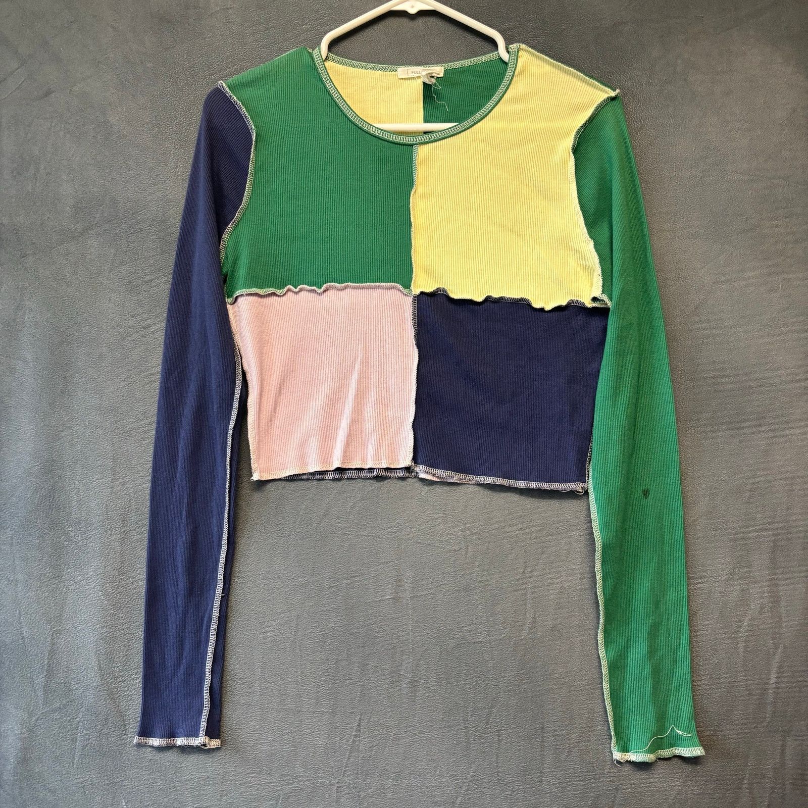 Other Full Tilt Y2K Patchwork Crop Top Colorblock Long Sleeve XXL Size XXL / US 16-18 / IT 52-54 - 1 Thumbnail