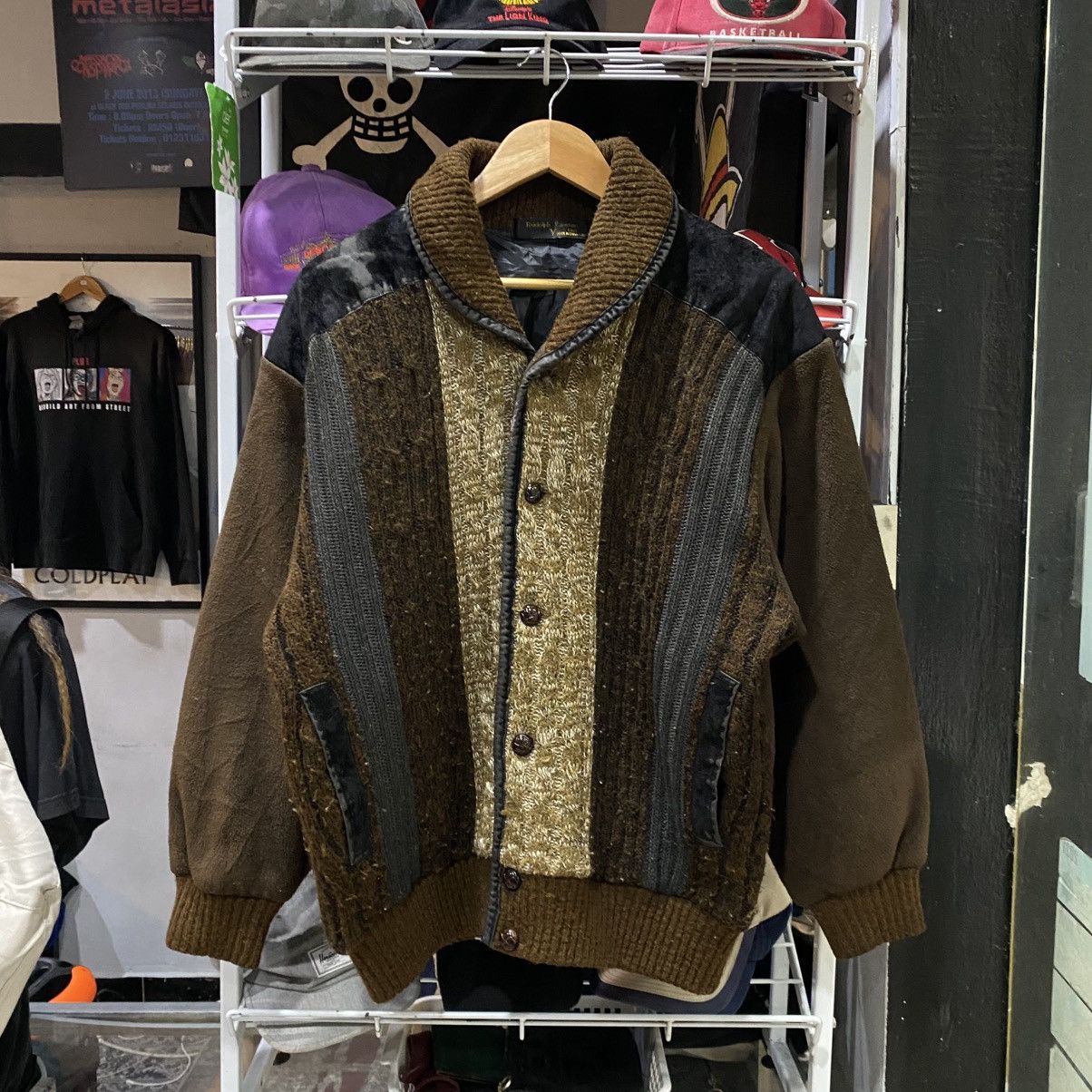 Valentino × Vintage Vtg 80/90 Rudolph Valentino Patchwork Knit Fleece Sweater Size US M / EU 48-50 / 2 - 1 Thumbnail