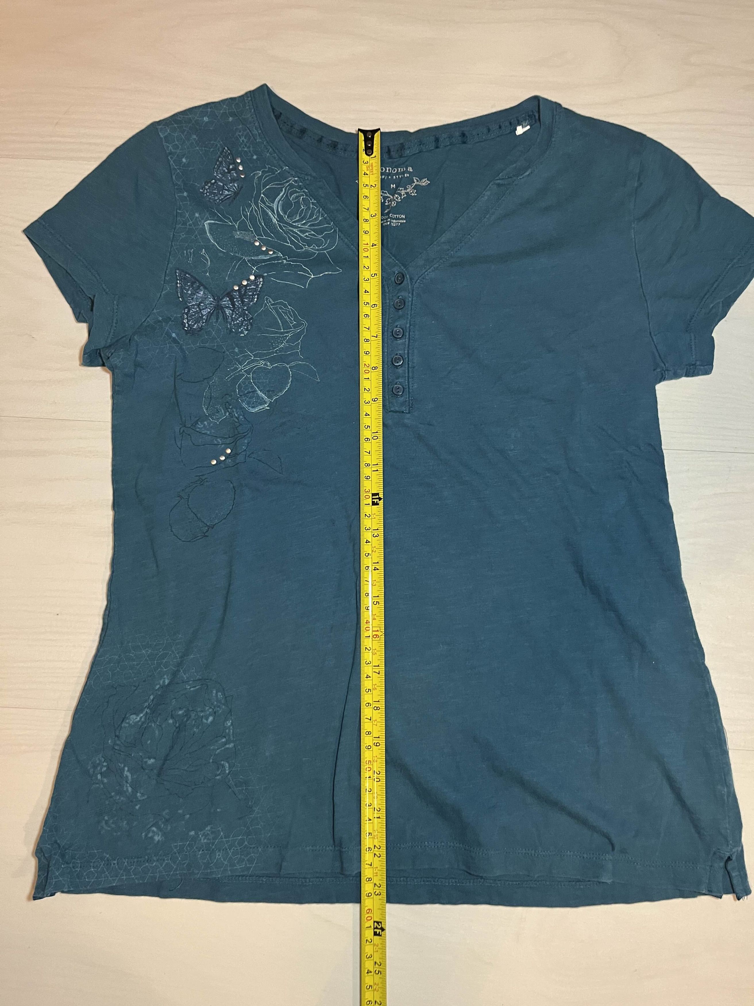 Sonoma Y2K Blue Womens Butterfly and Roses Graphic Shirt Size M / US 6-8 / IT 42-44 - 4 Thumbnail