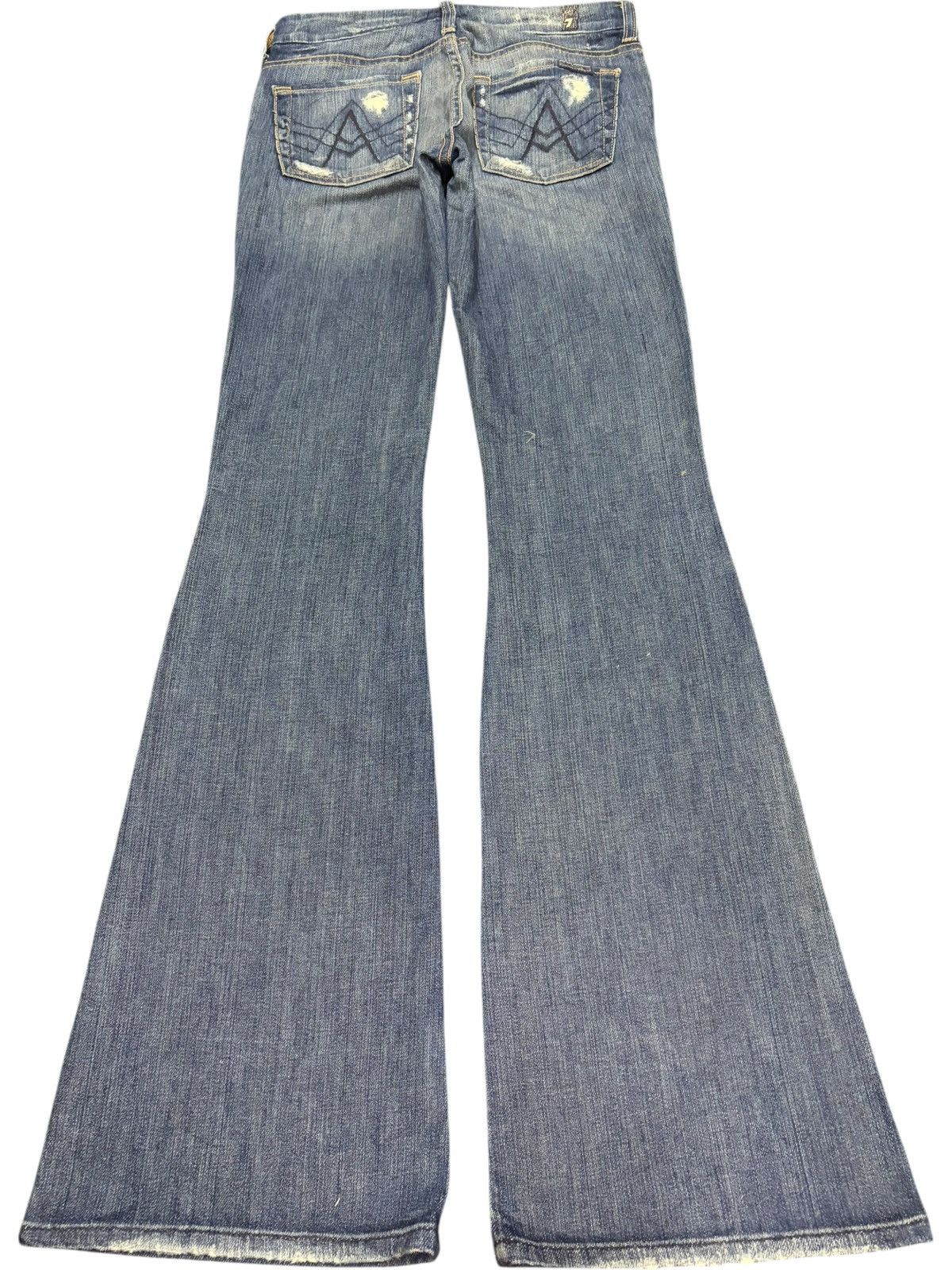 7 For All Mankind Vintage 7 For All Mankind Distress Low Rise Flare Jeans Size 27" / US 4 / IT 40 - 2 Thumbnail